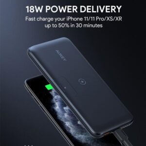 AUKEY PB-WL02 18W PD QC 3.0 10000mAh Power Bank With Foldable Stand & Wireless Charging