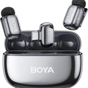 BOYA Mini 2.0 - 1 RX * 2TX - Type C Connector with Charging Case, Ai Noise Cancellation- Space Grey